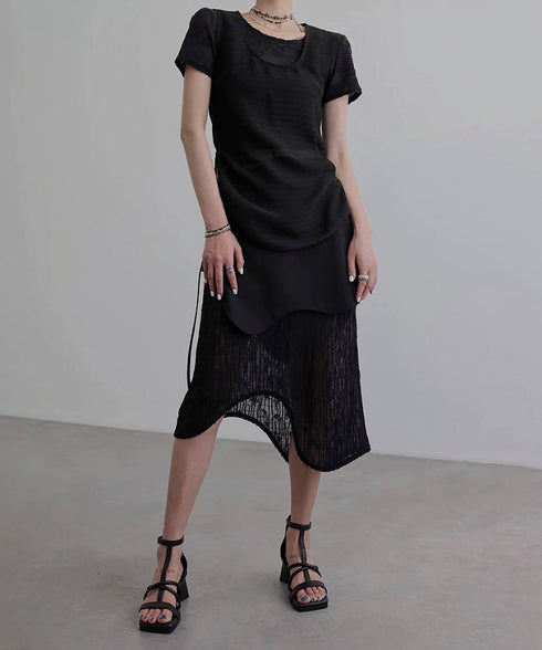 Wave Line Patchwork Skirt